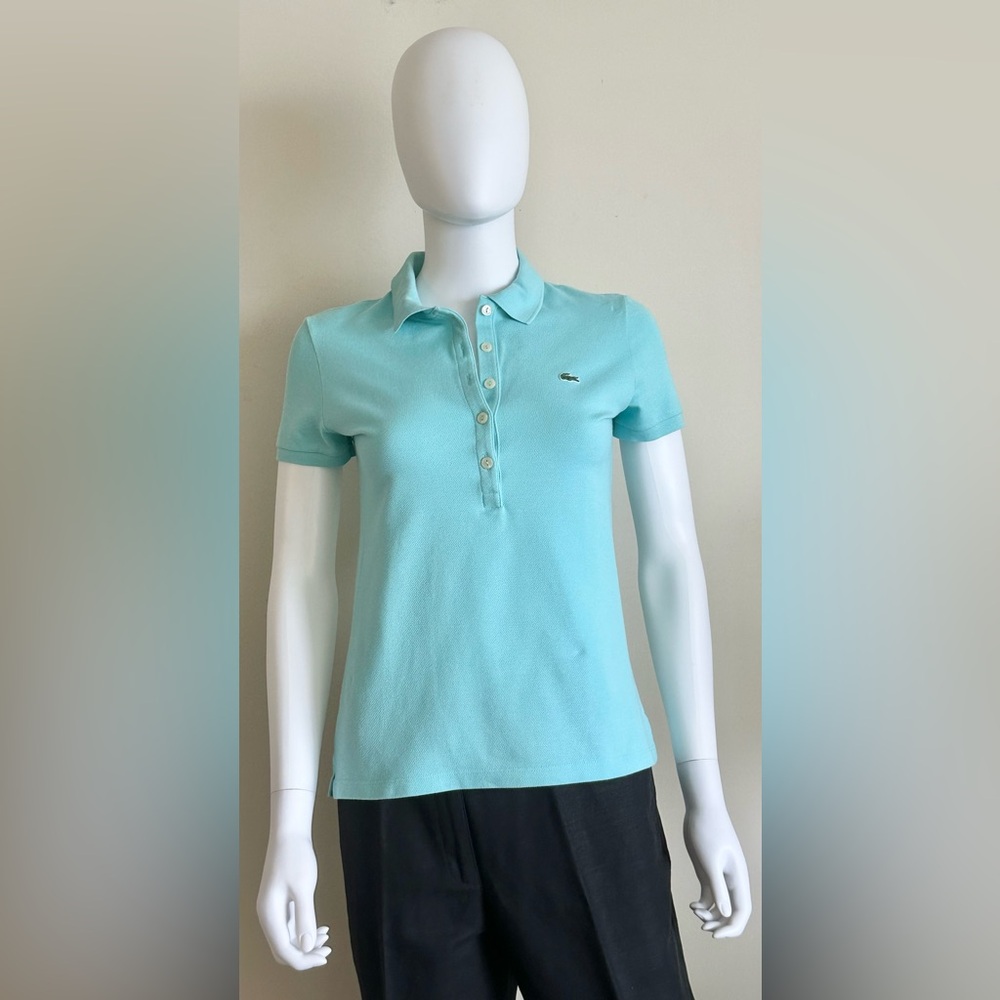 Lacoste Women's Size 36 Aqua Blue Polo Tee
